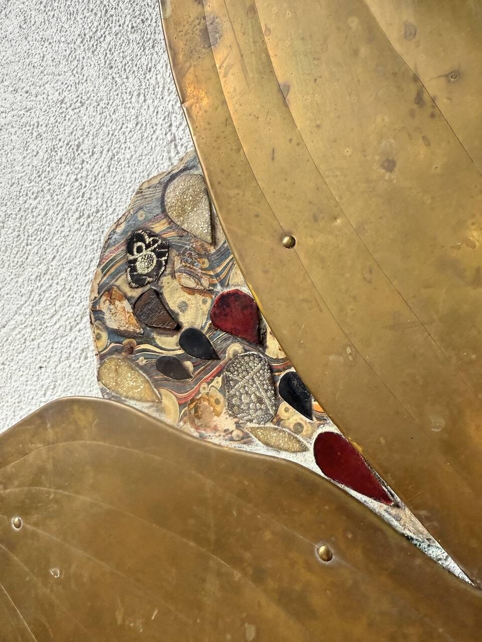Brass flower oval mirror 1960