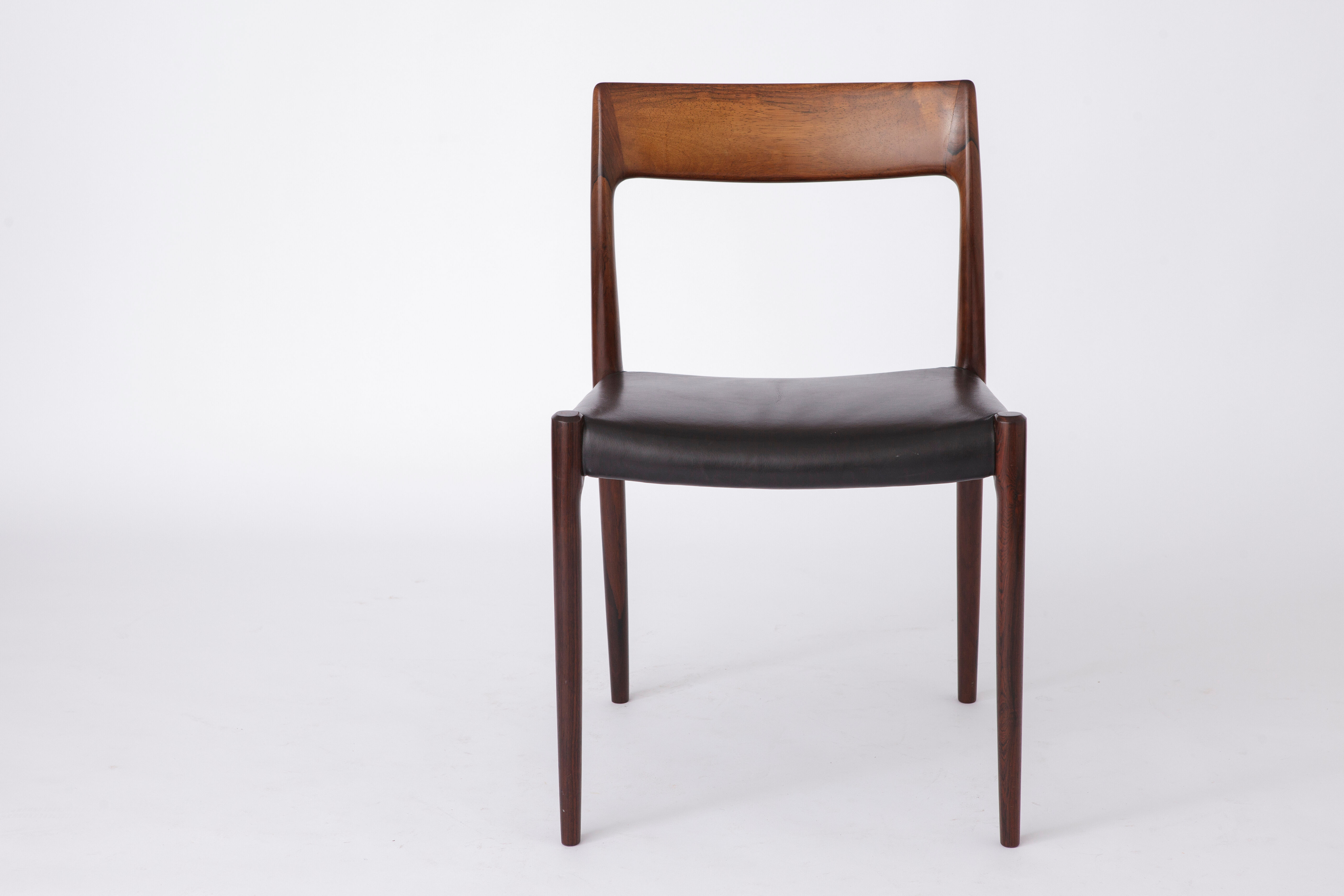 Mid century Rosewood dining chair with leather seat by Niels O. Møller for J.L. Moller