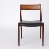 Mid century Rosewood dining chair with leather seat by Niels O. Møller for J.L. Moller