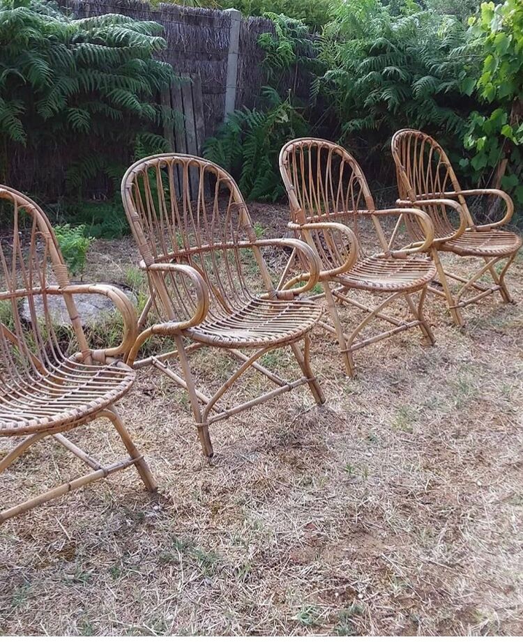 Lot de 4 fauteuils adultes en rotin