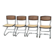 Suite de quatre chaises tubulaires vintage Italie Style Bauhaus Marcel Breuer Vers 1970