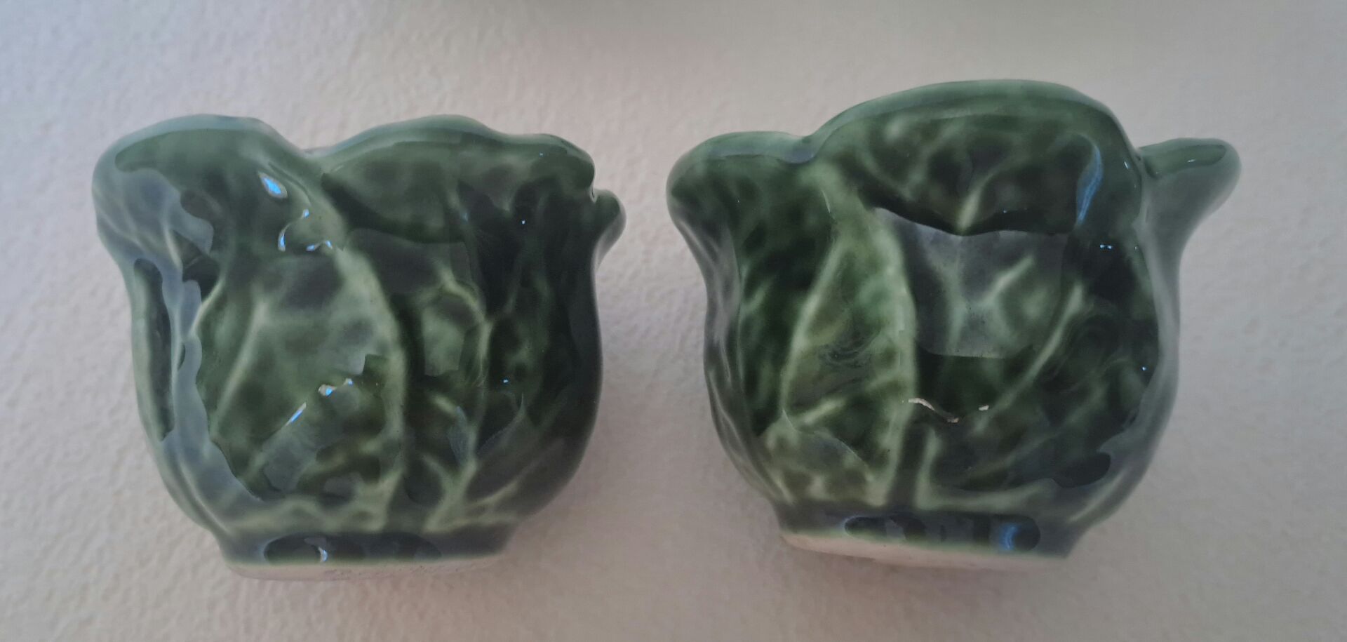 Salt and pepper shaker cabbage in Silea earthenware