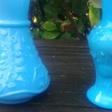Set of two small vases in blue opaline glass paste
