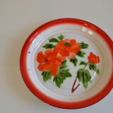 Vintage sheet metal enamelled floral tray