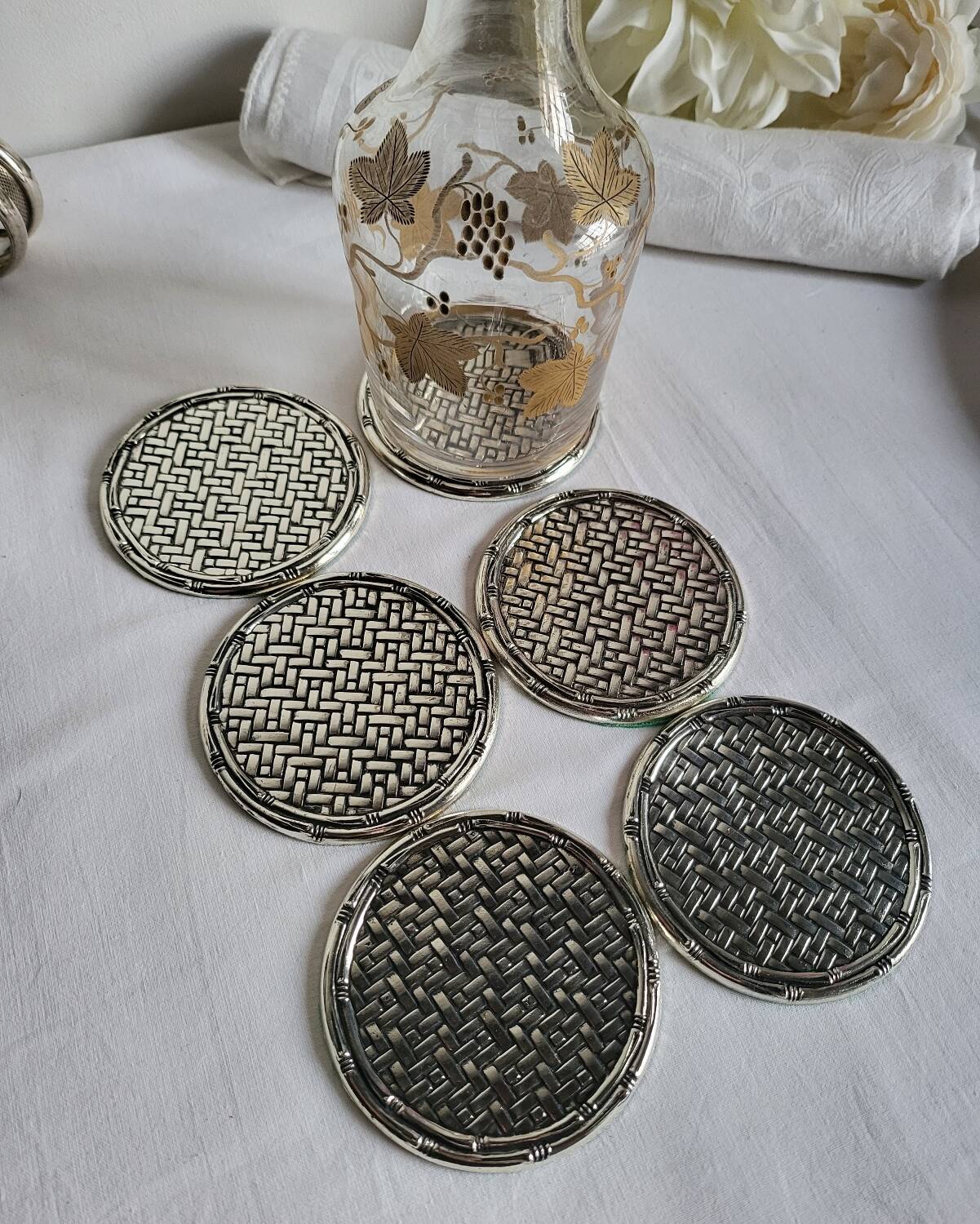 6 Coasters - Silver-plated coasters
