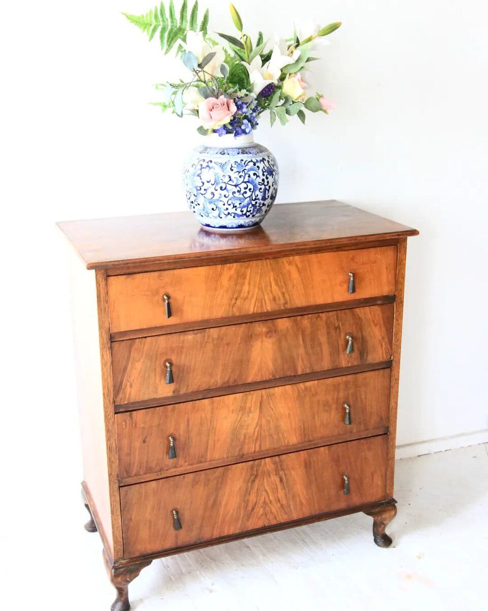 Antique walnut bedroom chest of drawers