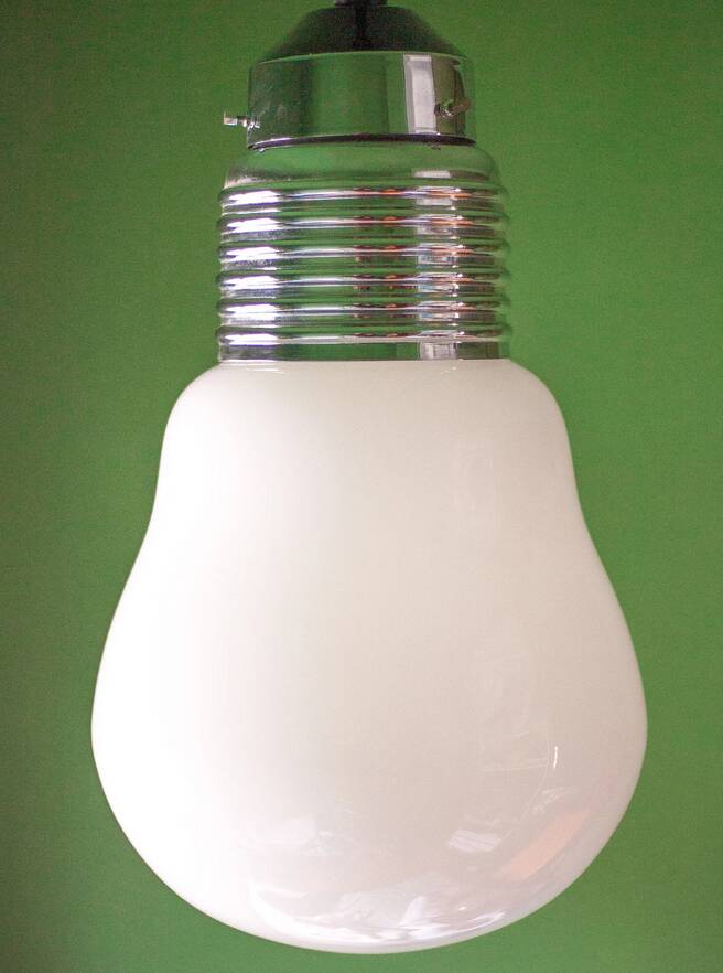 Vintage pendant light, old light fixture, opaline bulb shape, giant bulb, pulley system, loft decor