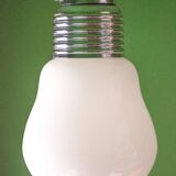 Vintage pendant light, old light fixture, opaline bulb shape, giant bulb, pulley system, loft decor