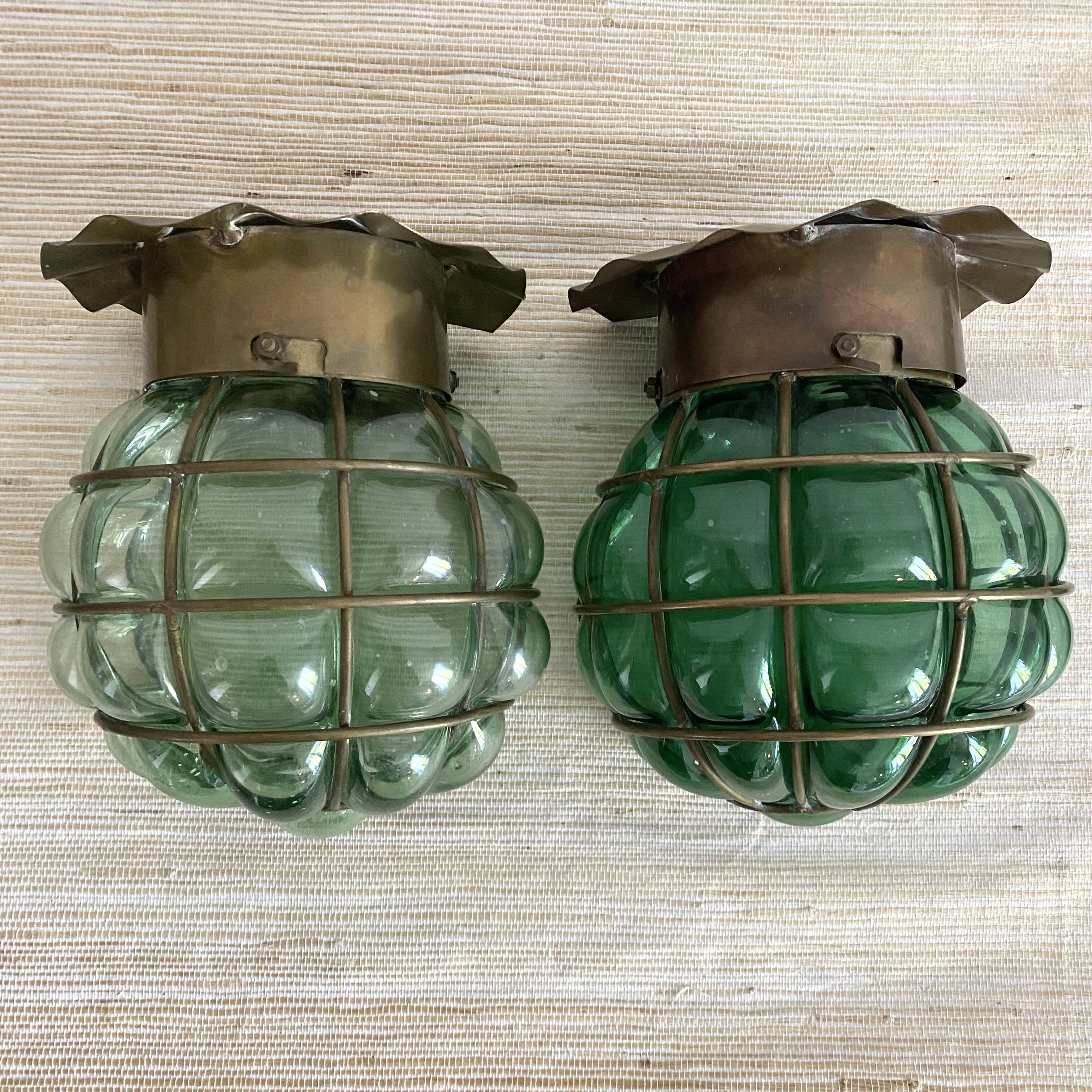 Marine lantern wall lamp in blown glass