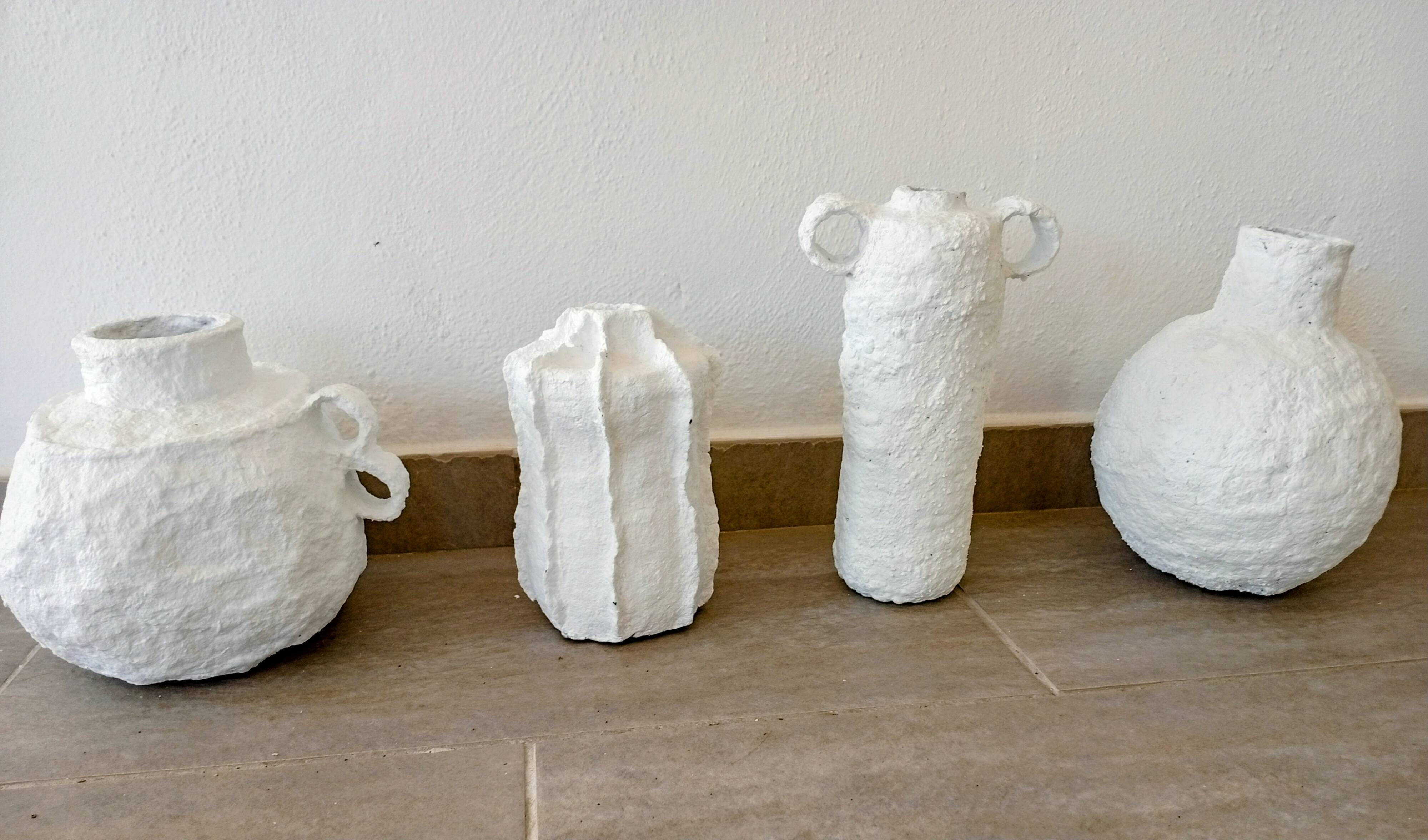 Lot de 4 vases sculpturaux esprit minéral Boho
