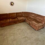 Old vintage modular corner sofa in designer velvet from the 70s/80s 4 elements