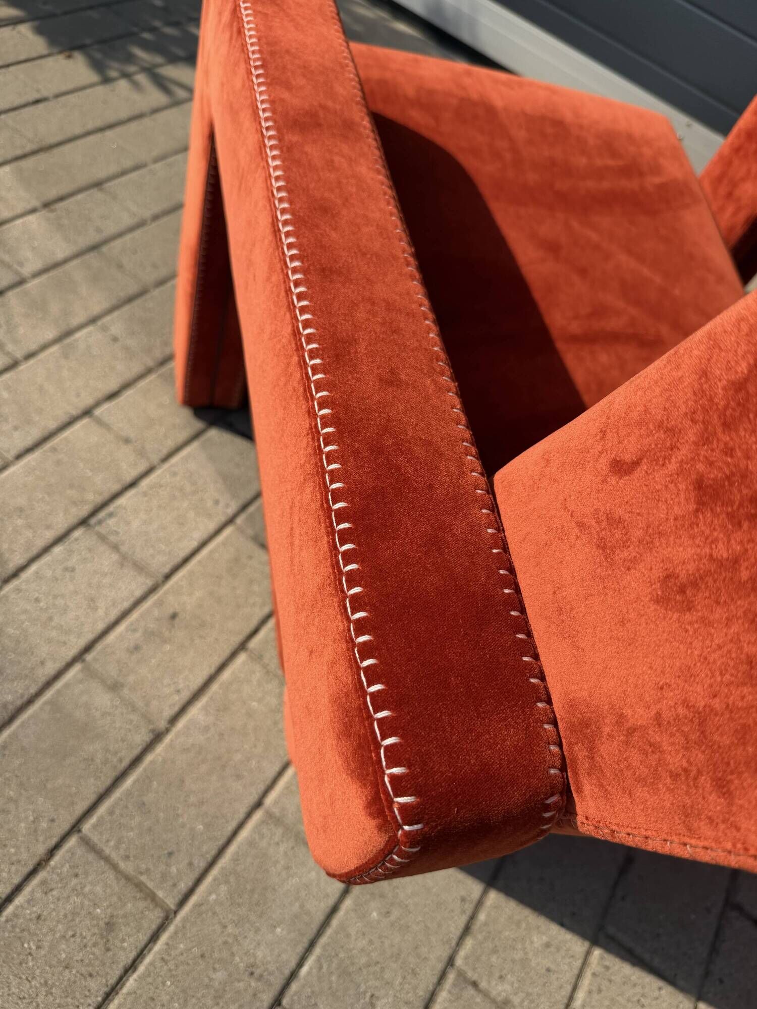 2x Cassina Utrecht chair in terracotta (rust brown) velvet in new condition!