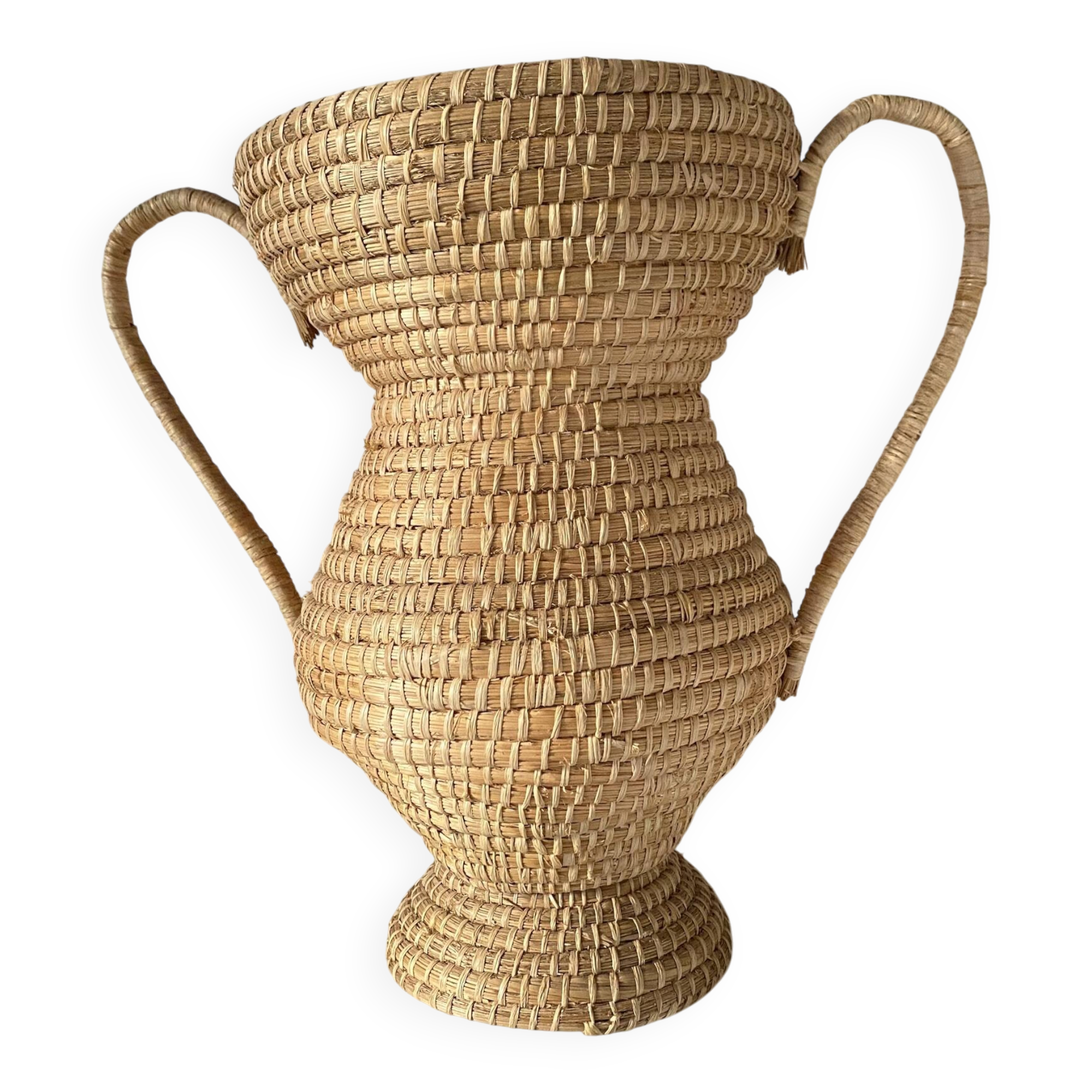 Straw amphora in Burgundy style 35 cm, French wickerwork.