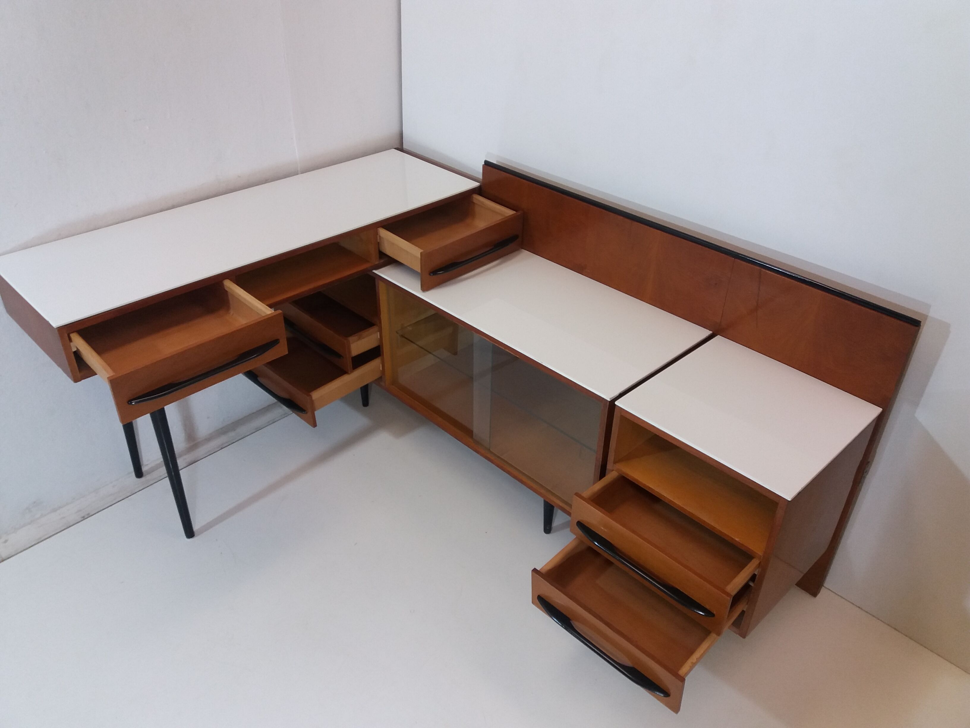 Chest of drawer and writing desk designed by Mojmít Požár, 1960's.
