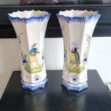 Pair of HB Quimper roller vases