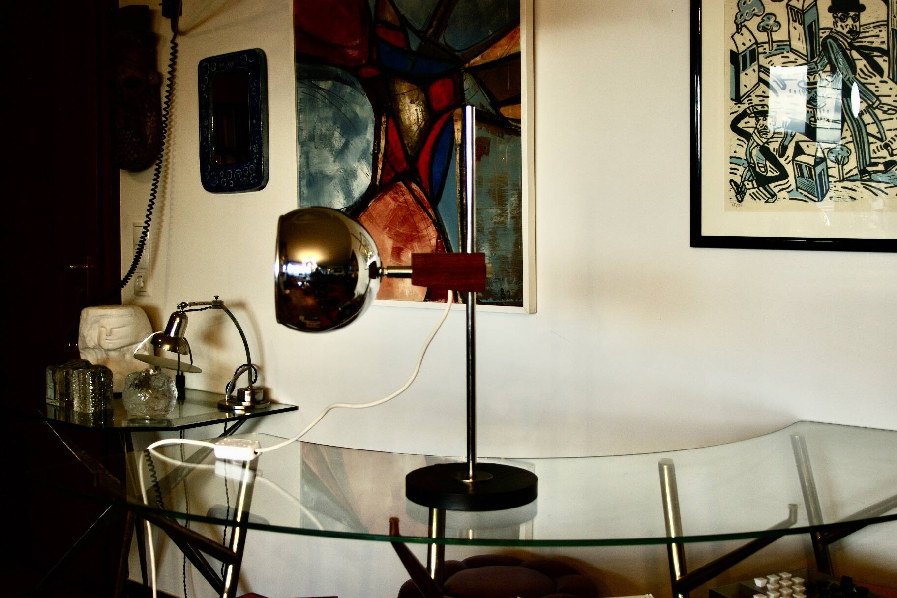 Vintage eye ball desk lamp from switzerland temde 1970