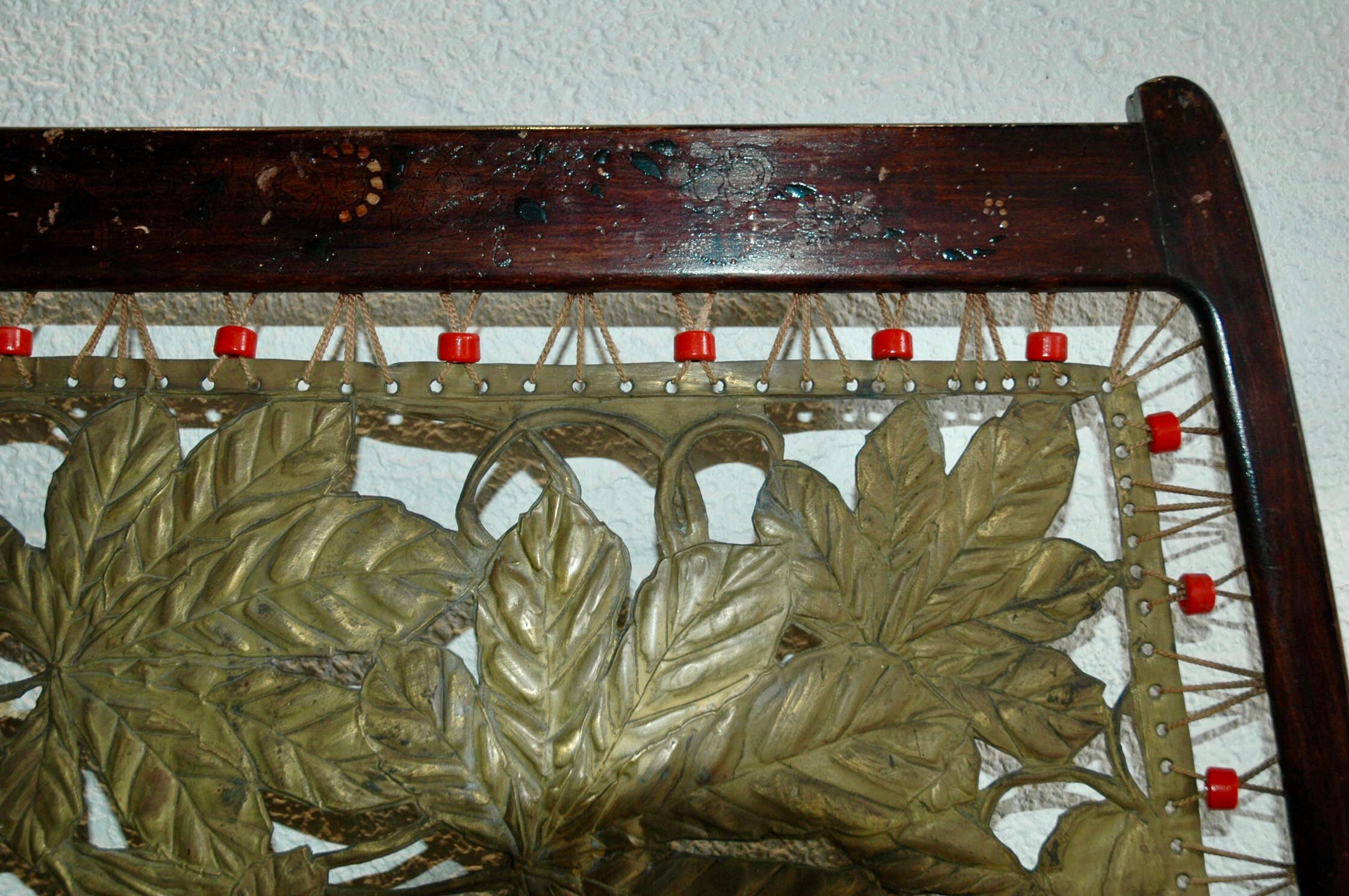 Art-new wooden and brass firewall