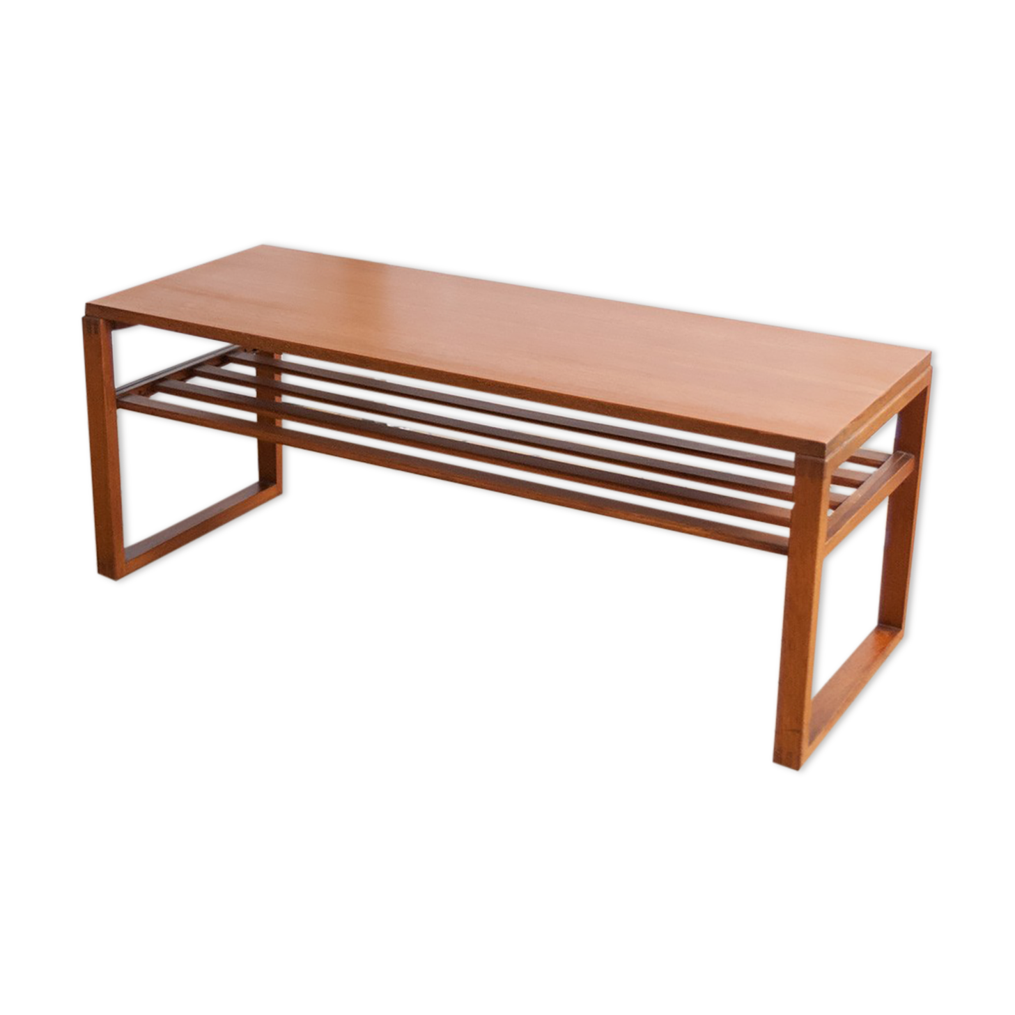 Geometric teak coffee table