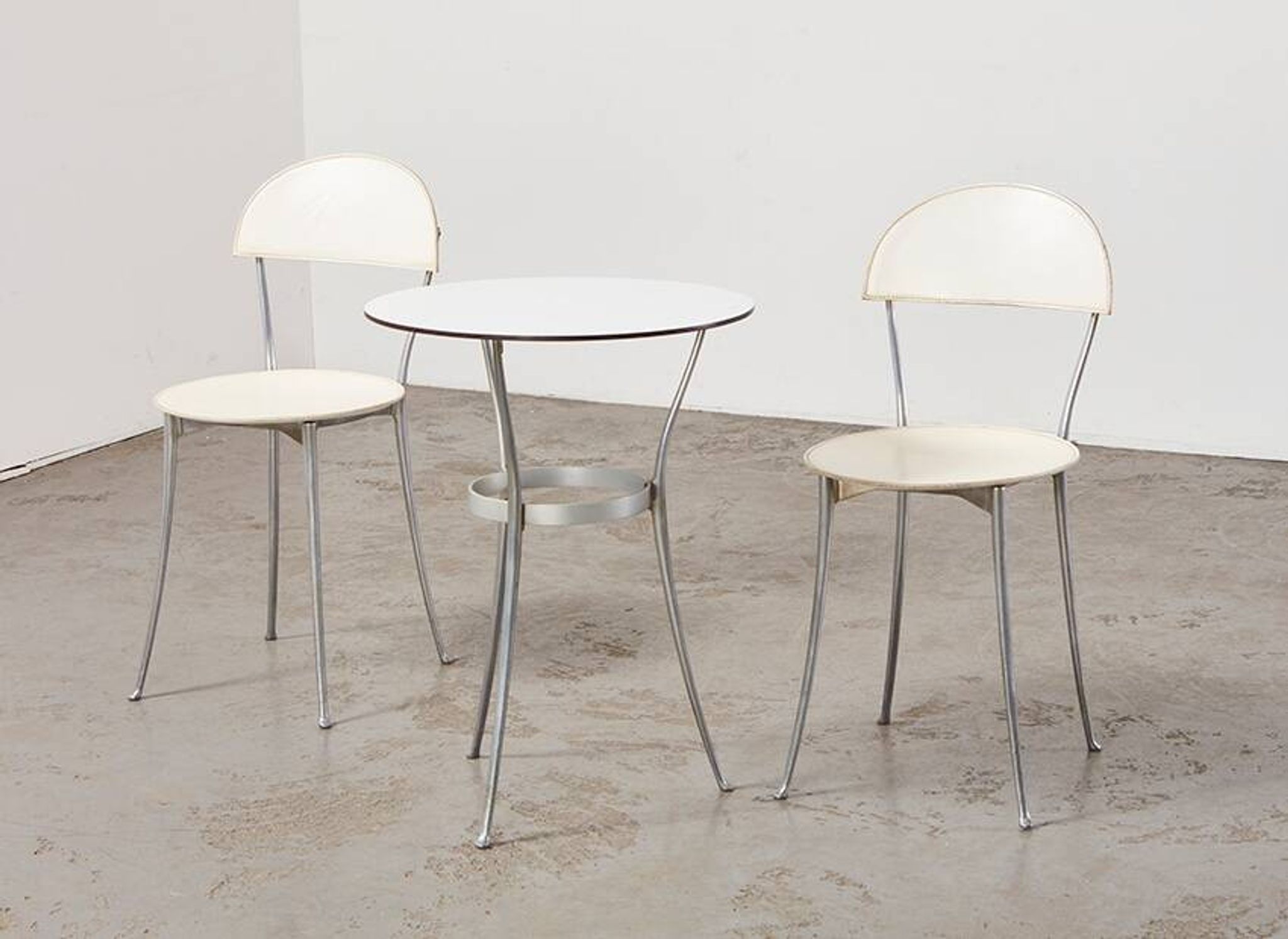Enzo Mari Pair of Tonietta Chairs + Trevi Table for Zanotta Italy 1985