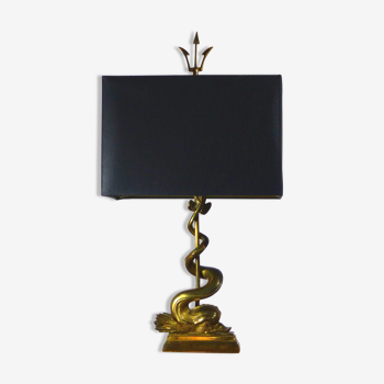 Lampe de table au dauphin et trident