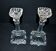 Set of 2 Egyptian-decorated candlesticks, Vallerysthal glassware, 1900