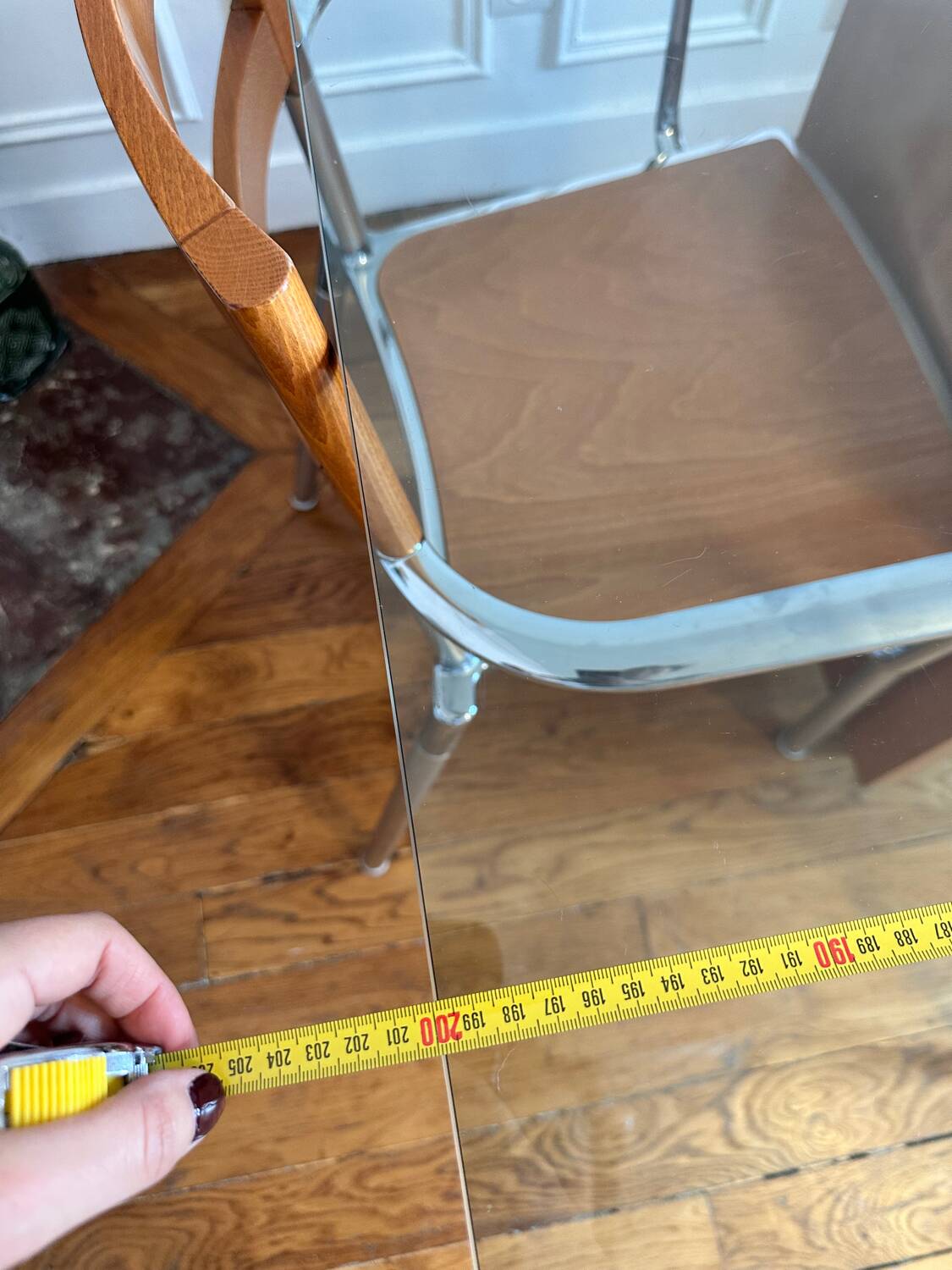 Italian architect's table Segis, 14 mm glass / wood / steel, fine year