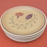 1960s 6 flat plates Ateliers du Revernay France (Digoin Saône-et-Loire) Matte stoneware