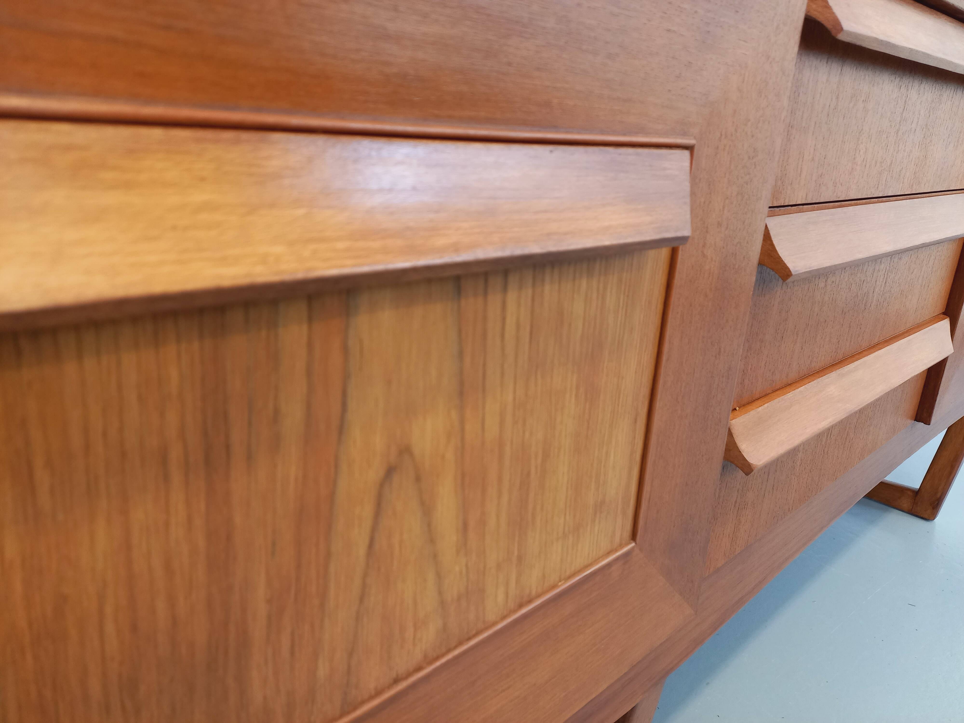 Vintage Scandinavian style sled foot sideboard in teak from the 60s