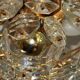 Kinkeldey gold-plated brass and faceted glass chandelier, 1960s