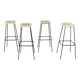 Set of 4 original vintage Bar Stools - black metal with fabric upholstery
