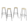 Set of 4 original vintage Bar Stools - black metal with fabric upholstery