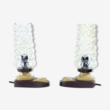 Midcentury table lamps in glass and plastic, czechoslovakia 1960s