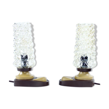 Lampes de table du milieu du siècle en verre et plastique, tchécoslovaquie années 1960