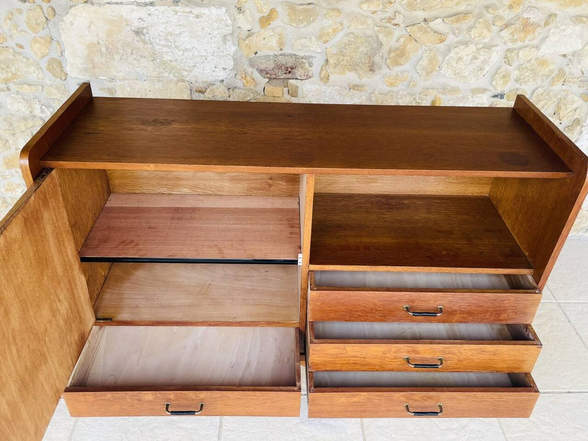 Oak storage unit, splayed legs circa 1950s