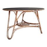 1960s tripod rattan dining table