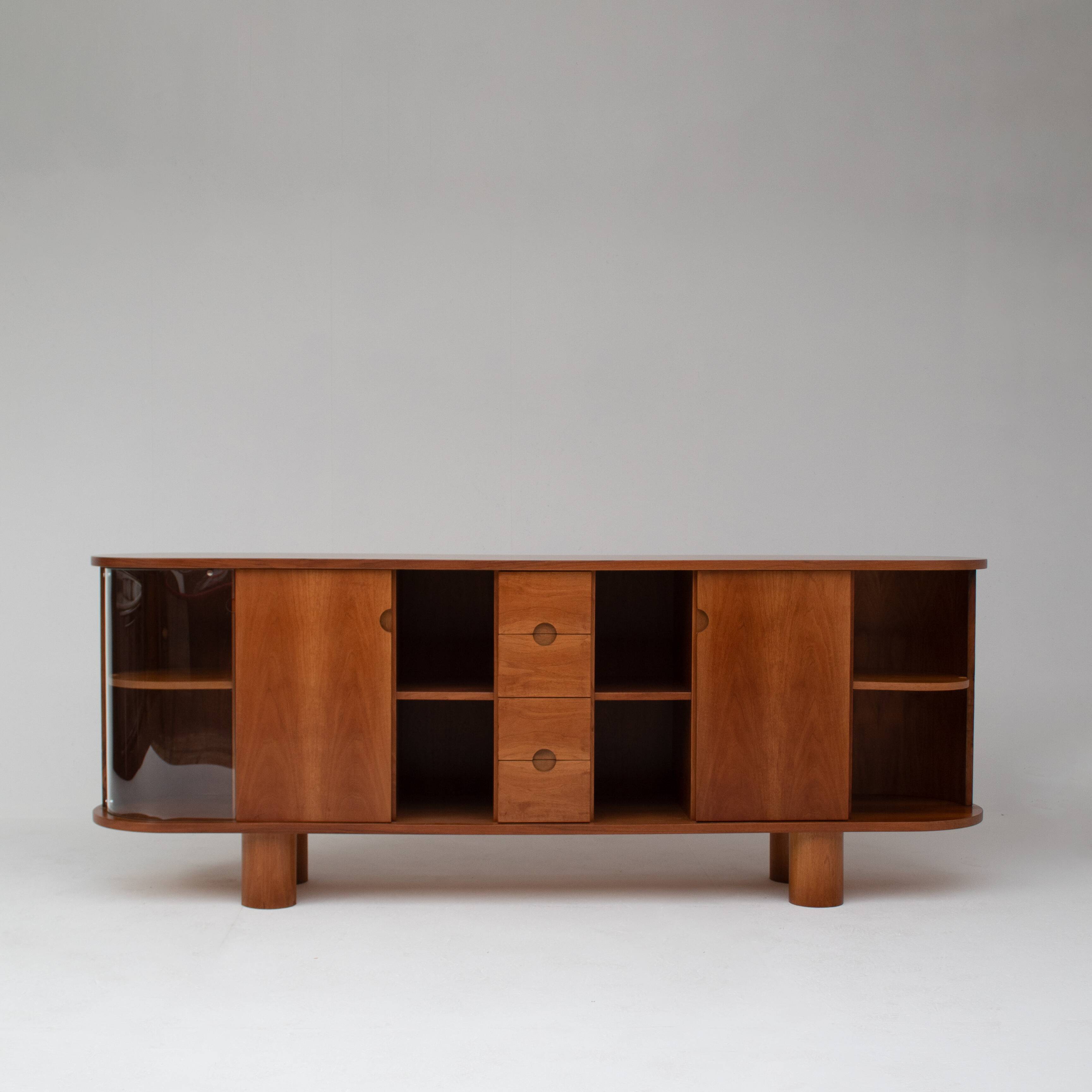 Architectural Teak Cabinet with Sculptural Legs 1970s