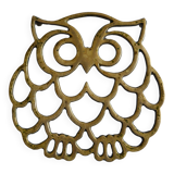 Vintage openwork brass trivet in the shape of an owl or owl