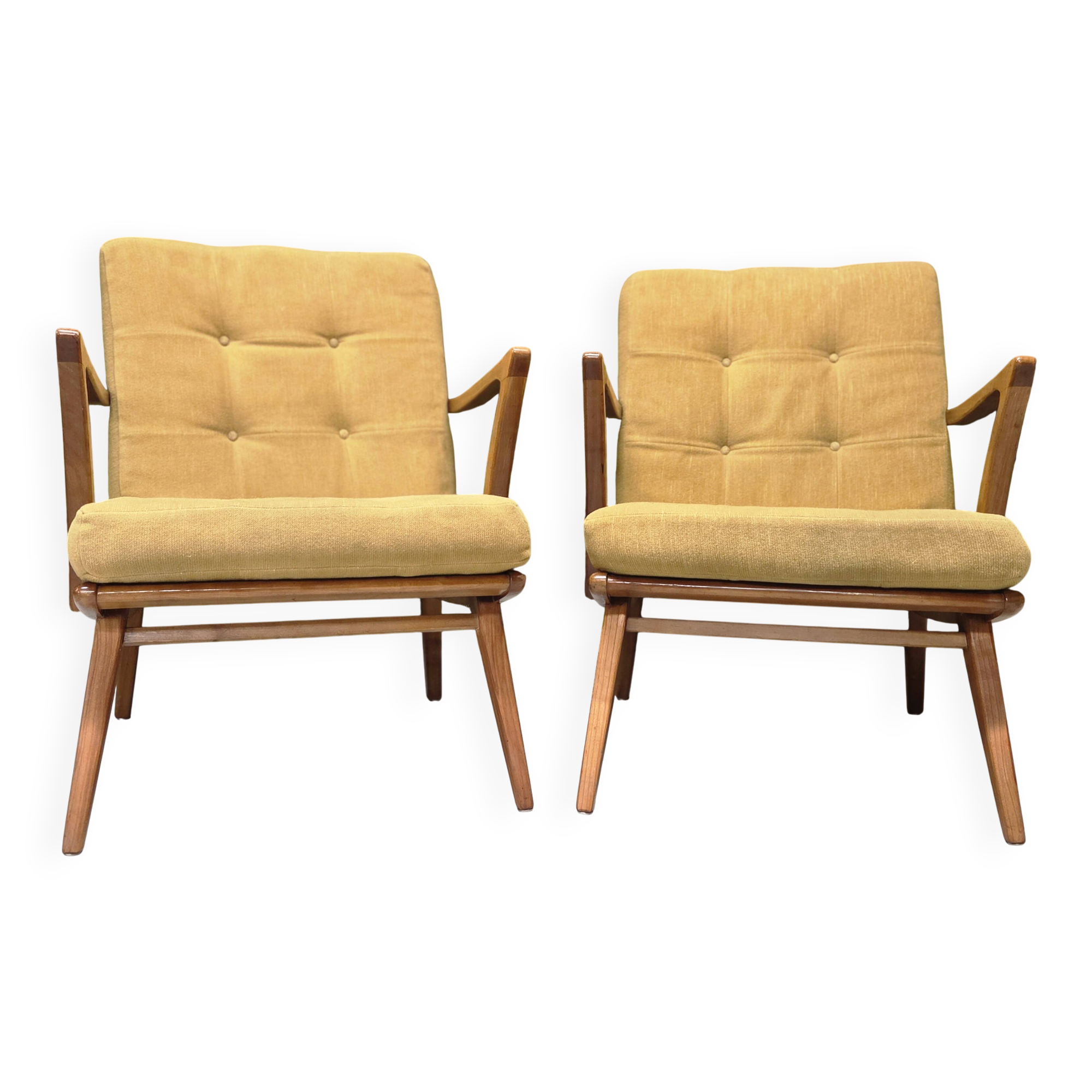 Paire de fauteuils vintage Scandinave 1960 hêtre courbé