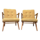 Paire de fauteuils vintage Scandinave 1960 hêtre courbé