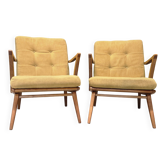 Paire de fauteuils vintage Scandinave 1960 hêtre courbé