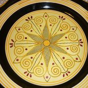 Flat black and yellow HB Quimper, 36 cm