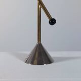Vintage postmodern sculptural candlestick in chrome brass from the 1980s.