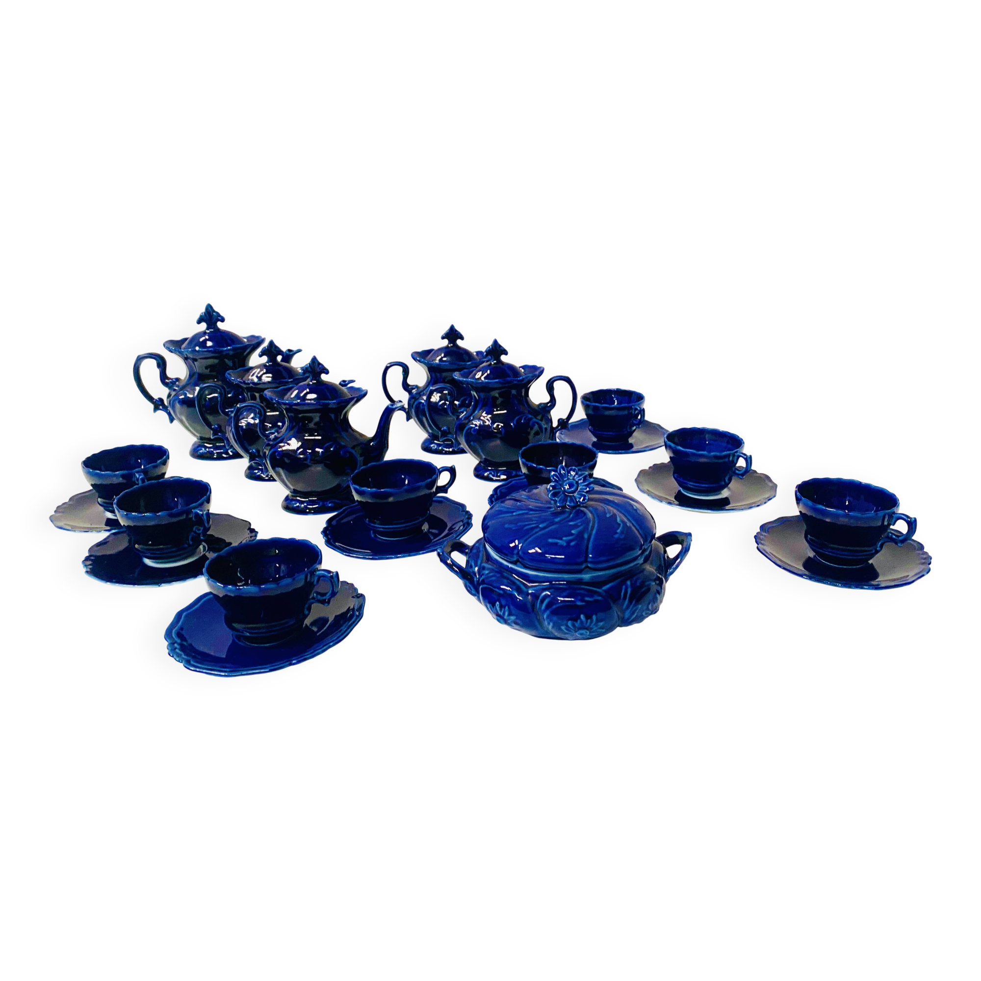 Art Deco tea and coffee service in polychrome earthenware, 20th century