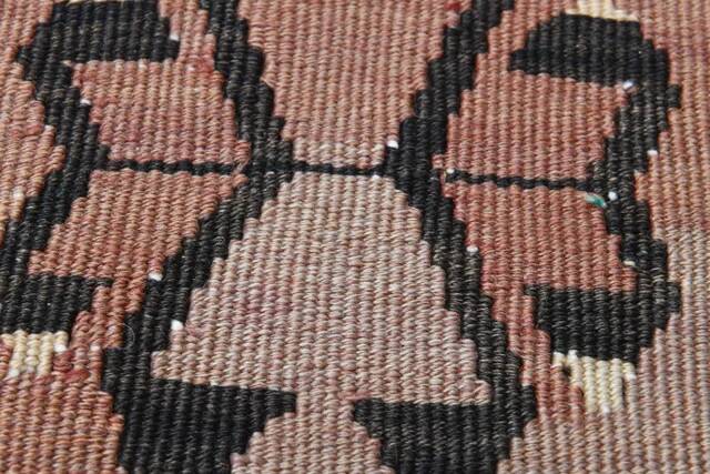 1970s Turkish Oushak Handmade Wool Cotton Brown Kilim Runner Rug 114x452