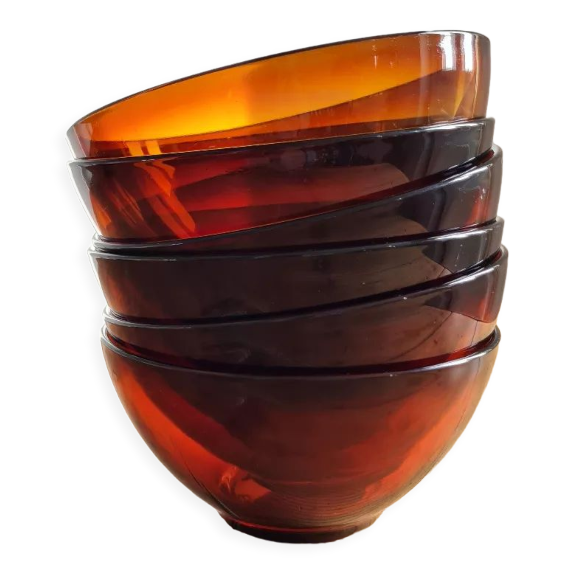 Set de 6 bols en verre ambré arcopal