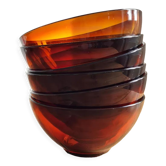 Set of 6 bowls in arcopal amber glass