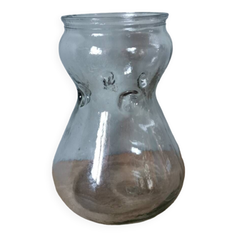 Vase à bulbe en verre moulé vintage