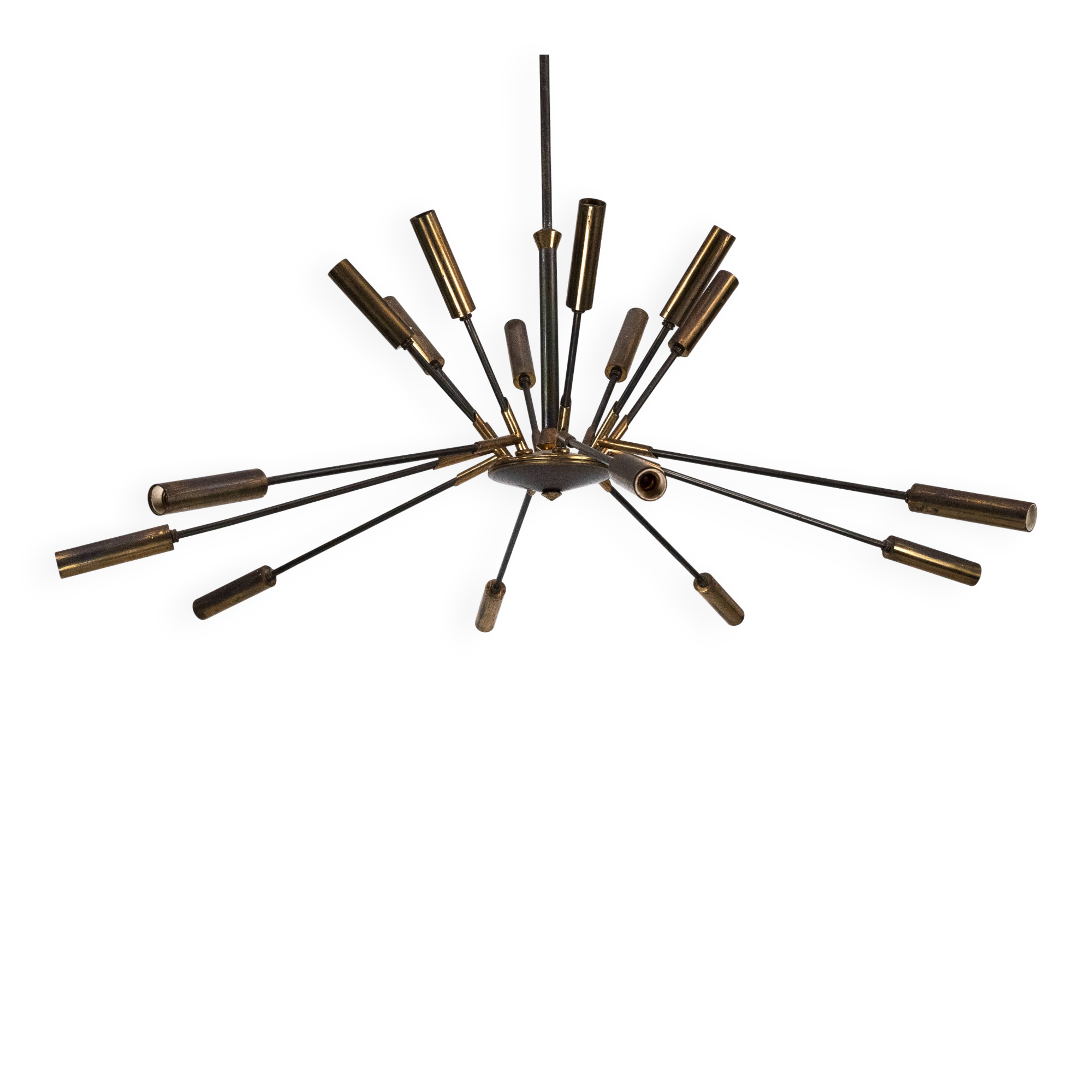 Rare Stilnovo 16-Arm Brass Sputnik Chandelier – 92 cm Diameter – Italy, 195