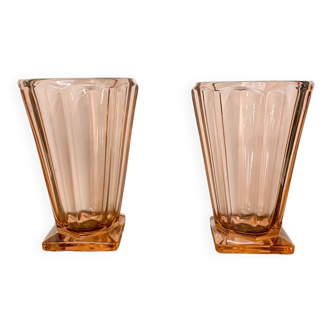 Pair of pink Art Deco vases