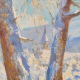 Winter landscape painting